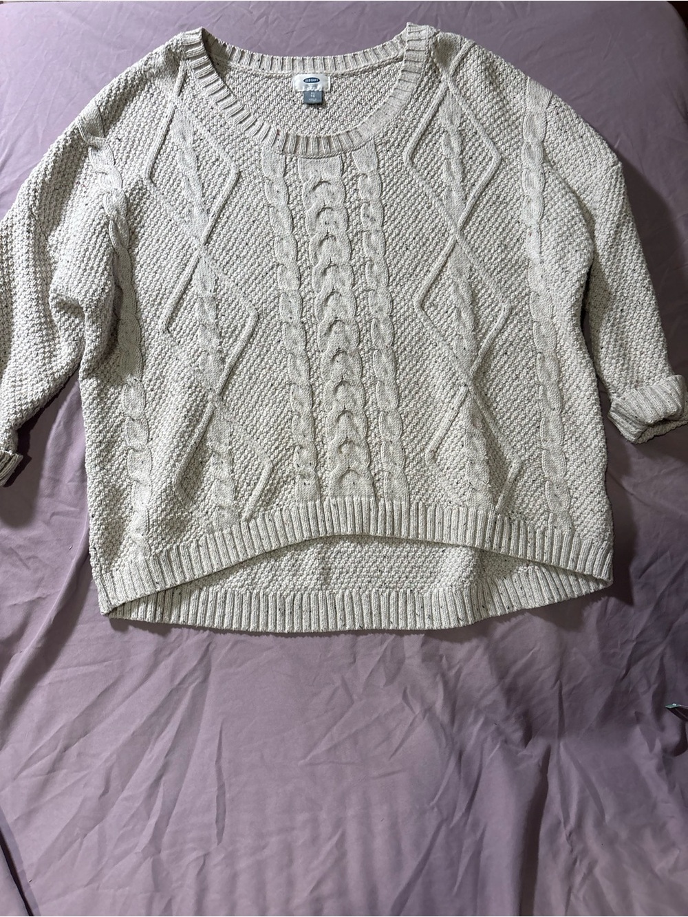 Old Navy Cream Cable Knit Crewneck Sweater